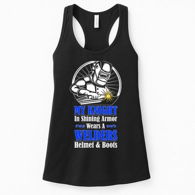 My Knight In Shining Armor Wears A Welders Helmet And Boots Womens Tank Top