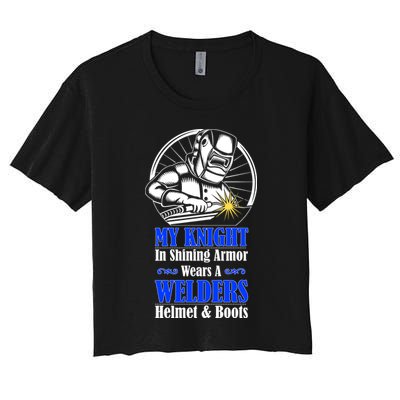 My Knight In Shining Armor Wears A Welders Helmet And Boots Crop Top