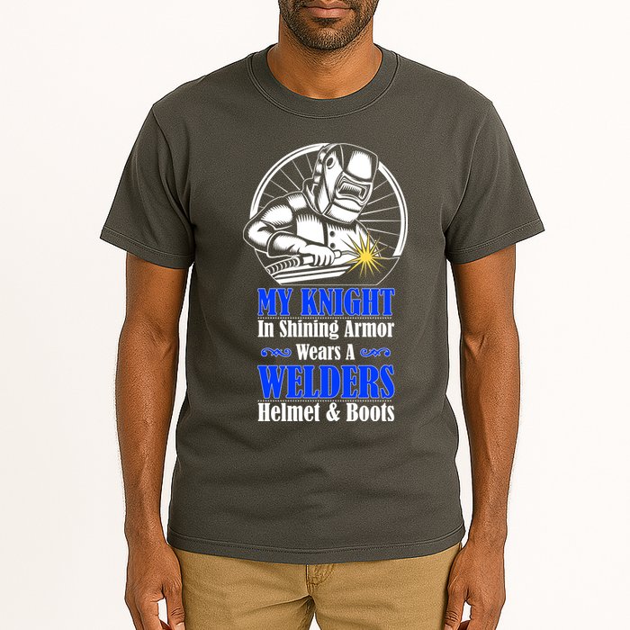 My Knight In Shining Armor Wears A Welders Helmet And Boots Tall T-Shirt