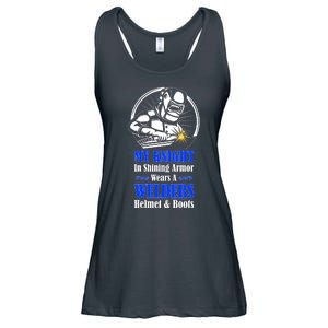 My Knight In Shining Armor Wears A Welders Helmet And Boots Ladies Essential Flowy Tank