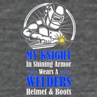 My Knight In Shining Armor Wears A Welders Helmet And Boots Flat Bill Trucker Hat