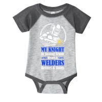 My Knight In Shining Armor Wears A Welders Helmet And Boots Infant Baby Jersey Bodysuit