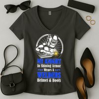 My Knight In Shining Armor Wears A Welders Helmet And Boots Women's V-Neck T-Shirt