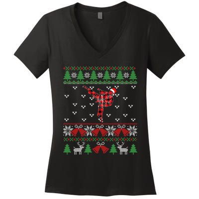 Merry Kickmas Karate Santa Martial Arts Funny Women's V-Neck T-Shirt