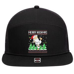 Merry Kickmas Karate Jiu Jitsu Martial Arts Christmas 7 Panel Mesh Trucker Snapback Hat