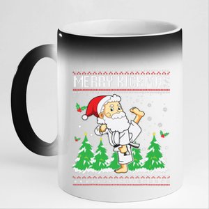 Merry Kickmas Karate Jiu Jitsu Martial Arts Christmas 11oz Black Color Changing Mug