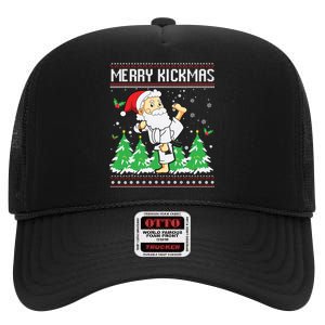 Merry Kickmas Karate Jiu Jitsu Martial Arts Christmas High Crown Mesh Back Trucker Hat