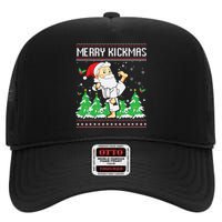 Merry Kickmas Karate Jiu Jitsu Martial Arts Christmas High Crown Mesh Back Trucker Hat