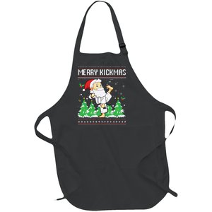 Merry Kickmas Karate Jiu Jitsu Martial Arts Christmas Full-Length Apron With Pockets