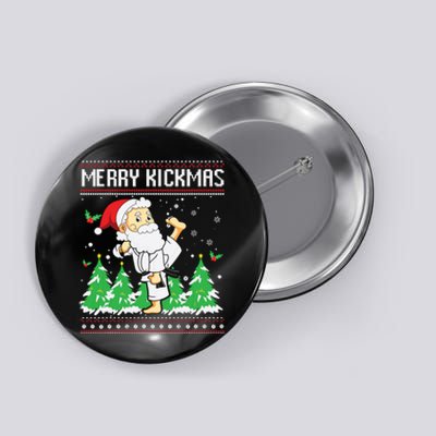 Merry Kickmas Karate Jiu Jitsu Martial Arts Christmas Button