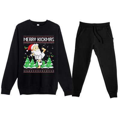 Merry Kickmas Karate Jiu Jitsu Martial Arts Christmas Premium Crewneck Sweatsuit Set