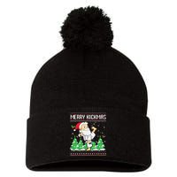 Merry Kickmas Karate Jiu Jitsu Martial Arts Christmas Pom Pom 12in Knit Beanie