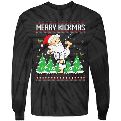 Merry Kickmas Karate Jiu Jitsu Martial Arts Christmas Tie-Dye Long Sleeve Shirt