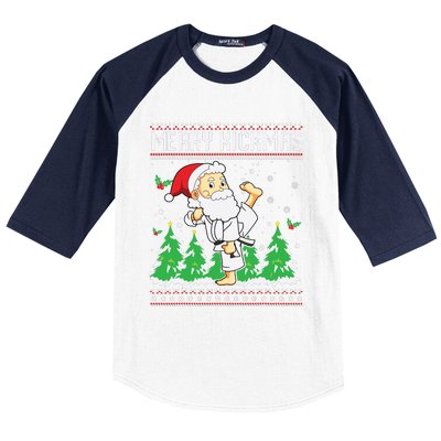 Merry Kickmas Karate Jiu Jitsu Martial Arts Christmas Baseball Sleeve Shirt