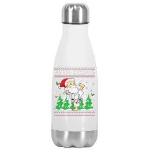 Merry Kickmas Karate Jiu Jitsu Martial Arts Christmas Stainless Steel Insulated Water Bottle