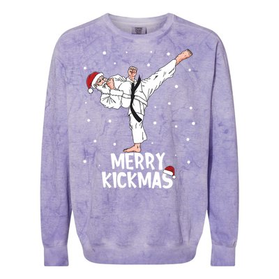 Merry Kickmas Karate Santa Claus Martial Arts Christmas Colorblast Crewneck Sweatshirt