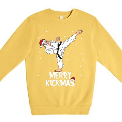 Merry Kickmas Karate Santa Claus Martial Arts Christmas Premium Crewneck Sweatshirt