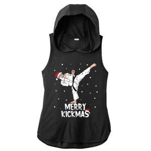 Merry Kickmas Karate Santa Claus Martial Arts Christmas Ladies PosiCharge Tri-Blend Wicking Draft Hoodie Tank