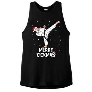 Merry Kickmas Karate Santa Claus Martial Arts Christmas Ladies PosiCharge Tri-Blend Wicking Tank