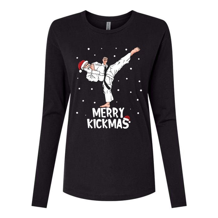 Merry Kickmas Karate Santa Claus Martial Arts Christmas Womens Cotton Relaxed Long Sleeve T-Shirt