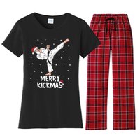 Merry Kickmas Karate Santa Claus Martial Arts Christmas Women's Flannel Pajama Set