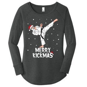 Merry Kickmas Karate Santa Claus Martial Arts Christmas Women's Perfect Tri Tunic Long Sleeve Shirt