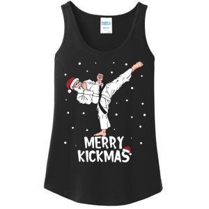 Merry Kickmas Karate Santa Claus Martial Arts Christmas Ladies Essential Tank