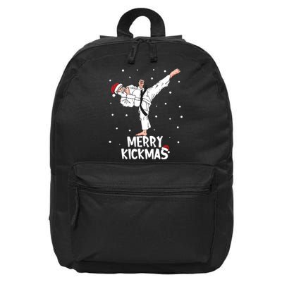 Merry Kickmas Karate Santa Claus Martial Arts Christmas 16 in Basic Backpack