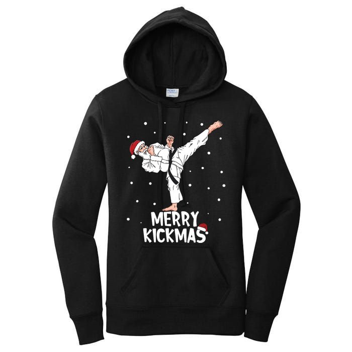 Merry Kickmas Karate Santa Claus Martial Arts Christmas Women's Pullover Hoodie