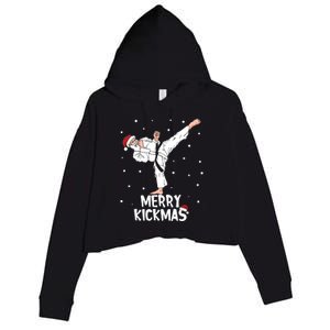 Merry Kickmas Karate Santa Claus Martial Arts Christmas Crop Fleece Hoodie