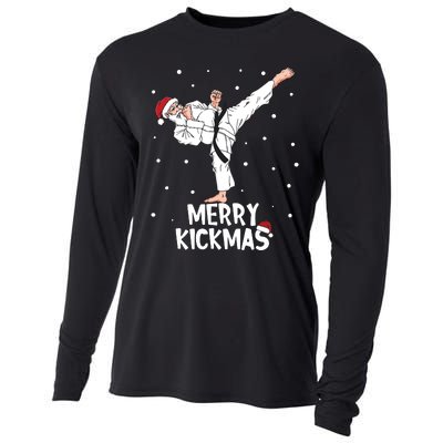 Merry Kickmas Karate Santa Claus Martial Arts Christmas Cooling Performance Long Sleeve Crew