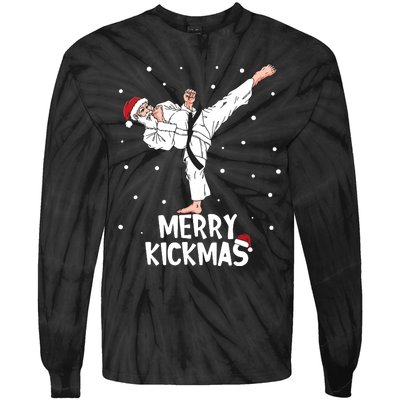 Merry Kickmas Karate Santa Claus Martial Arts Christmas Tie-Dye Long Sleeve Shirt