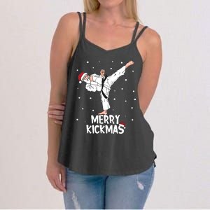 Merry Kickmas Karate Santa Claus Martial Arts Christmas Women's Strappy Tank