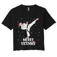 Merry Kickmas Karate Santa Claus Martial Arts Christmas Women's Crop Top Tee