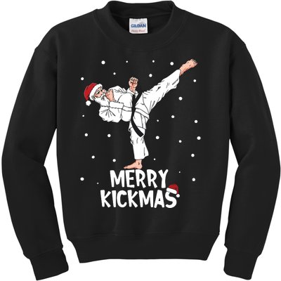 Merry Kickmas Karate Santa Claus Martial Arts Christmas Kids Sweatshirt