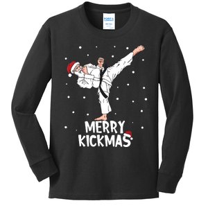 Merry Kickmas Karate Santa Claus Martial Arts Christmas Kids Long Sleeve Shirt