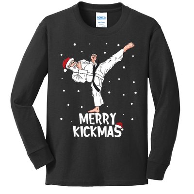 Merry Kickmas Karate Santa Claus Martial Arts Christmas Kids Long Sleeve Shirt