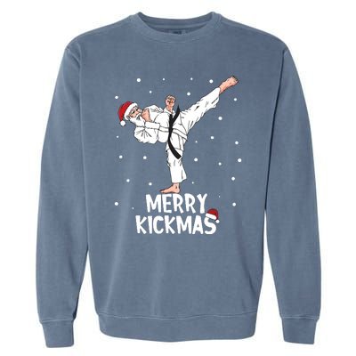 Merry Kickmas Karate Santa Claus Martial Arts Christmas Garment-Dyed Sweatshirt