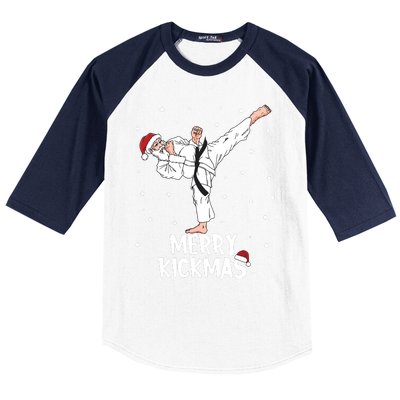 Merry Kickmas Karate Santa Claus Martial Arts Christmas Baseball Sleeve Shirt