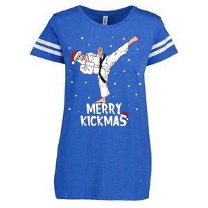 Merry Kickmas Karate Santa Claus Martial Arts Christmas Enza Ladies Jersey Football T-Shirt