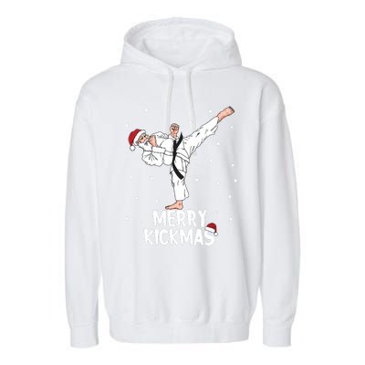 Merry Kickmas Karate Santa Claus Martial Arts Christmas Garment-Dyed Fleece Hoodie