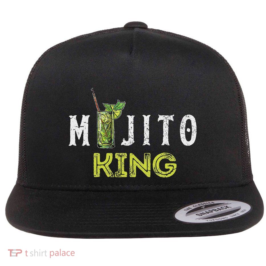 Mojito King Love Mojitos Drink Bartender Gifts Flat Bill Trucker Hat