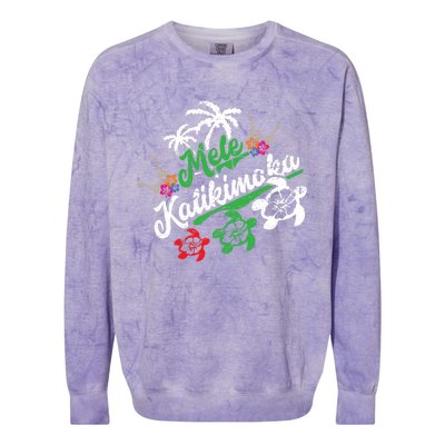 Mele Kalikimaka Long Sleeve Fun Merry Christmas Long Sleeve Colorblast Crewneck Sweatshirt