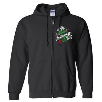 Mele Kalikimaka Long Sleeve Fun Merry Christmas Long Sleeve Full Zip Hoodie