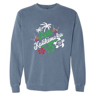 Mele Kalikimaka Long Sleeve Fun Merry Christmas Long Sleeve Garment-Dyed Sweatshirt