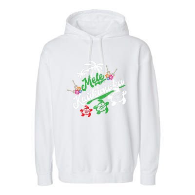 Mele Kalikimaka Long Sleeve Fun Merry Christmas Long Sleeve Garment-Dyed Fleece Hoodie