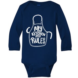 My Kitchen My Rules Design Funny Cooking Mom Dad Chefs Great Gift Baby Long Sleeve Bodysuit