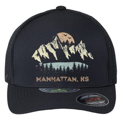 Manhattan Kansas Mountain Sunset Sunrise Ks Flexfit Unipanel Trucker Cap