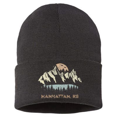 Manhattan Kansas Mountain Sunset Sunrise Ks Sustainable Knit Beanie