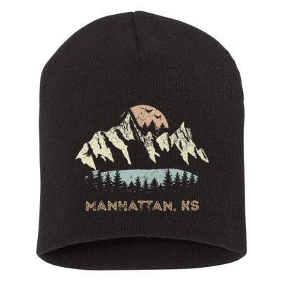 Manhattan Kansas Mountain Sunset Sunrise Ks Short Acrylic Beanie